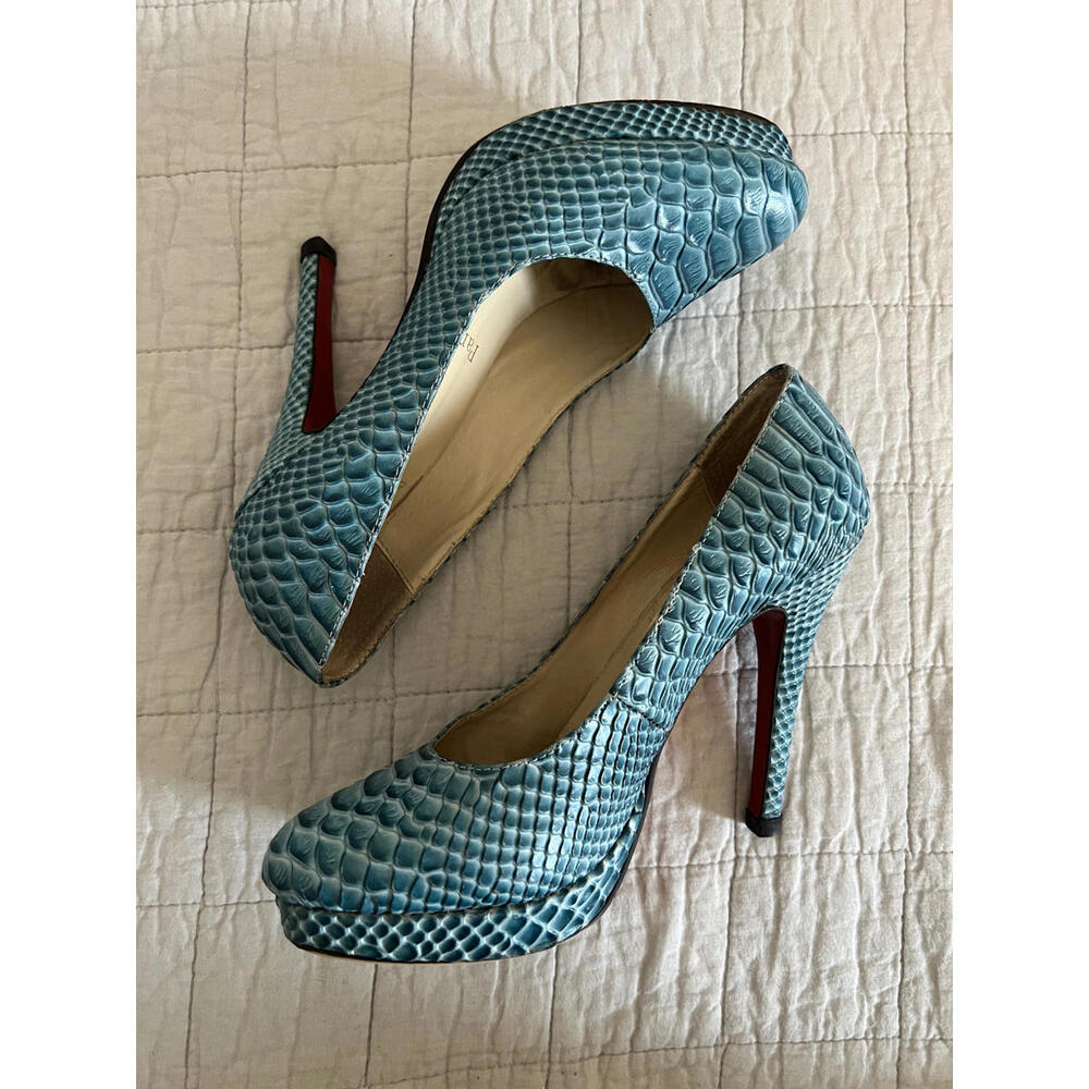 Authentic Christian Louboutin Blue Python Snakesk… - image 5